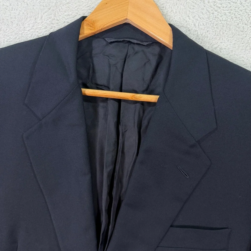 Hickey Freeman Mens 46XL Slim‎ Fit Tall Big Navy Blue Wool Blazer Loro Piana USA